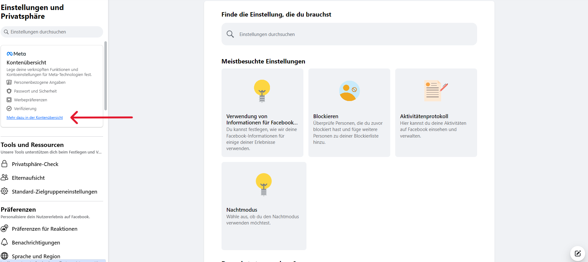 facebook kontoeinstellungen